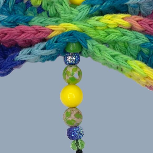 Colorful Crochet Handmade Dragonfly Keychain Beaded Bag Charm Upcycled Mini - Picture 5 of 10